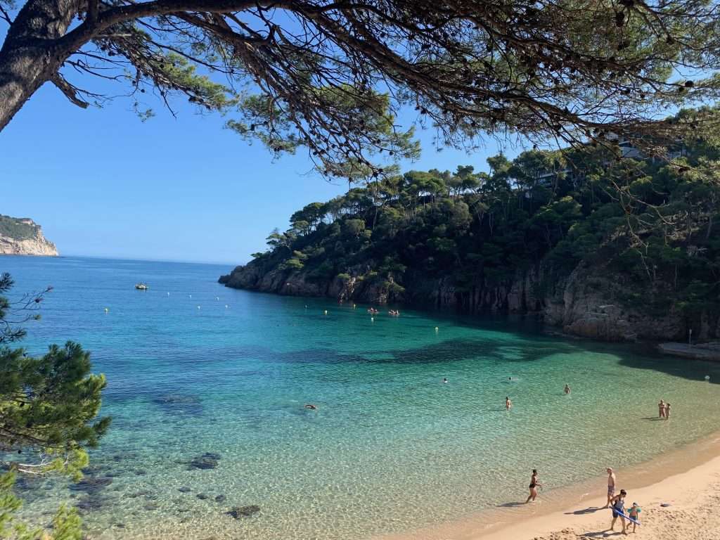 View of Aiguablava beach and turquoise waters from Coastal Path.
